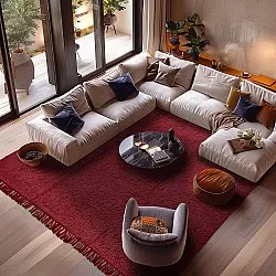 Alfombras de pelo largo - Alba Natural Cotton Shaggy (borgoña)