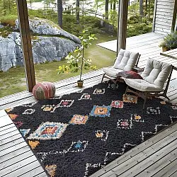 Alfombras de pelo largo - Marden Natural Cotton Shaggy (negro/multicolor)