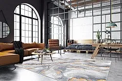 Alfombra Wilton - Genova (gris/blanco/dorado)