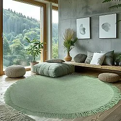 Alfombras redondeadas - Alba Natural Cotton Shaggy (verde claro)