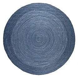 Alfombra redonda de yute - Amasia (azul)