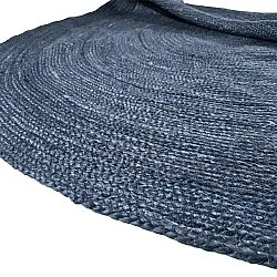 Alfombra redonda de yute - Amasia (azul)