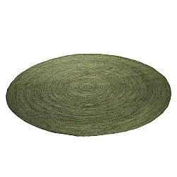 Alfombra redonda de yute - Amasia (verde militar)