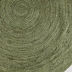 Alfombra redonda de yute - Amasia (verde militar)