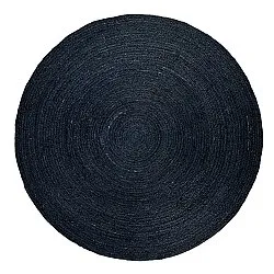 Alfombra redonda de yute - Amasia (azul oscuro)