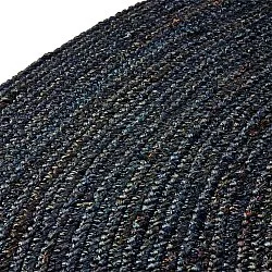 Alfombra redonda de yute - Amasia (azul oscuro)