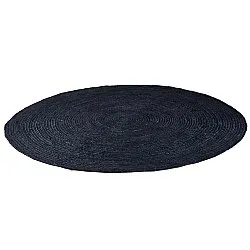 Alfombra redonda de yute - Amasia (azul oscuro)