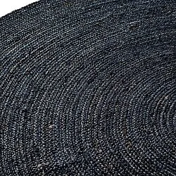 Alfombra redonda de yute - Amasia (azul oscuro)