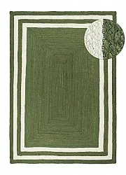 Alfombra de yute - Jessore (verde militar/blanco)