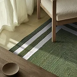 Alfombra de yute - Jessore (verde militar/blanco)