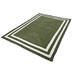 Alfombra de yute - Jessore (verde militar/blanco)