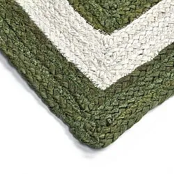 Alfombra de yute - Jessore (verde militar/blanco)