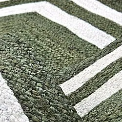 Alfombra de yute - Jessore (verde militar/blanco)
