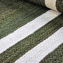 Alfombra de yute - Jessore (verde militar/blanco)