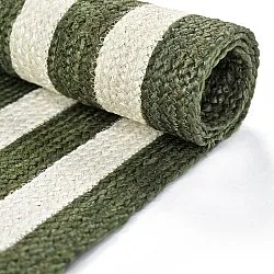 Alfombra de yute - Jessore (verde militar/blanco)
