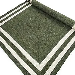Alfombra de yute - Jessore (verde militar/blanco)