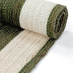 Alfombra de yute - Senaki (verde militar/blanco)