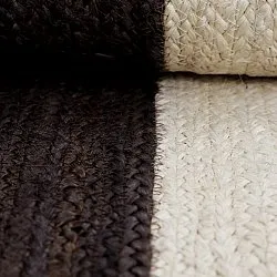 Alfombra de yute - Senaki (taupe oscuro/blanco)
