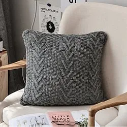 Funda de almohada - Knit Macrame 45 x 45 cm (gris)