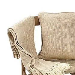 Funda de almohada - Denisa Fishbone (beige/blanco)