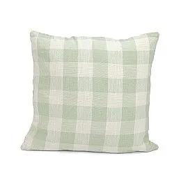 Funda de almohada - Isela check cotton cushion cover (crema/verde claro)