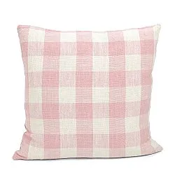 Funda de almohada - Isela check cotton cushion cover (crema/rosa)