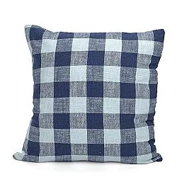 Funda de almohada - Isela check cotton cushion cover (azul marino/azul claro)