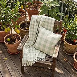 Mantas - Isela check cotton throw (crema/verde claro)