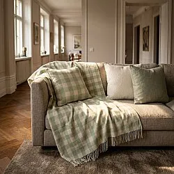 Mantas - Isela check cotton throw (crema/verde claro)