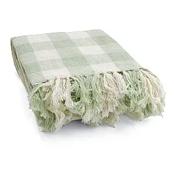 Mantas - Isela check cotton throw (crema/verde claro)