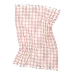 Mantas - Isela check cotton throw (crema/rosa)