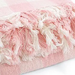 Mantas - Isela check cotton throw (crema/rosa)