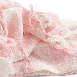Mantas - Isela check cotton throw (crema/rosa)