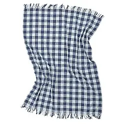 Mantas - Isela check cotton throw (azul marino/azul claro)