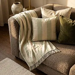 Funda de almohada - Kora stripe cotton cushion cover (crema/verde claro)