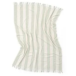 Mantas - Kora stripe cotton throw (crema/verde claro)