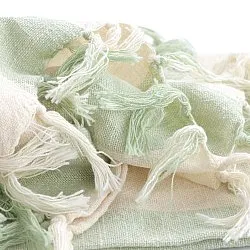 Mantas - Kora stripe cotton throw (crema/verde claro)