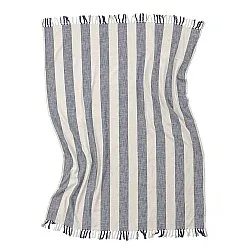 Mantas - Kora stripe cotton throw (crema/azul marino)