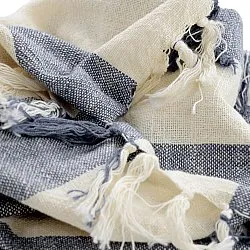 Mantas - Kora stripe cotton throw (crema/azul marino)