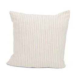 Funda de almohada - Rumi stripe cotton cushion cover (crema/rosa/azul claro)