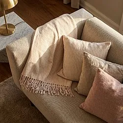 Funda de almohada - Rumi stripe cotton cushion cover (crema/rosa/azul claro)