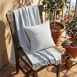 Funda de almohada - Rumi stripe cotton cushion cover (azul claro/azul marino/crema)