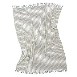 Mantas - Rumi stripe cotton throw (crema/azul marino/verde claro)