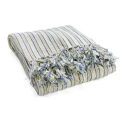 Mantas - Rumi stripe cotton throw (crema/azul marino/verde claro)