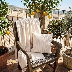Mantas - Rumi stripe cotton throw (crema/rosa/azul claro)