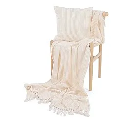 Mantas - Rumi stripe cotton throw (crema/rosa/azul claro)