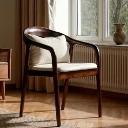 Silla con reposabrazos - Aspa (marrón oscuro/beige) - 2 piezas