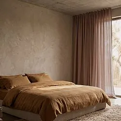 Cortinas Pack de 2 - Cortina mezcla de lino Lumira (marrón oscuro)