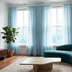 Cortinas Pack de 2 - Cortina mezcla de lino Lumira (azul claro)