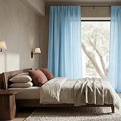 Cortinas Pack de 2 - Cortina mezcla de lino Lumira (azul claro)